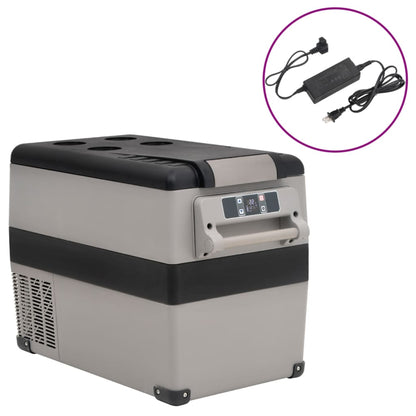Koelbox Met Handvat En Adapter Pp & Pe Zwart En Grijs