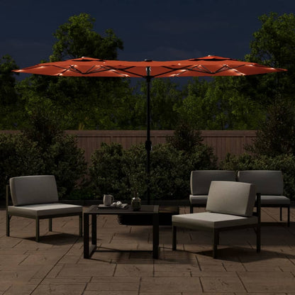 Parasol Dubbel Dak Met Led's 316X240 Cm Kleurig