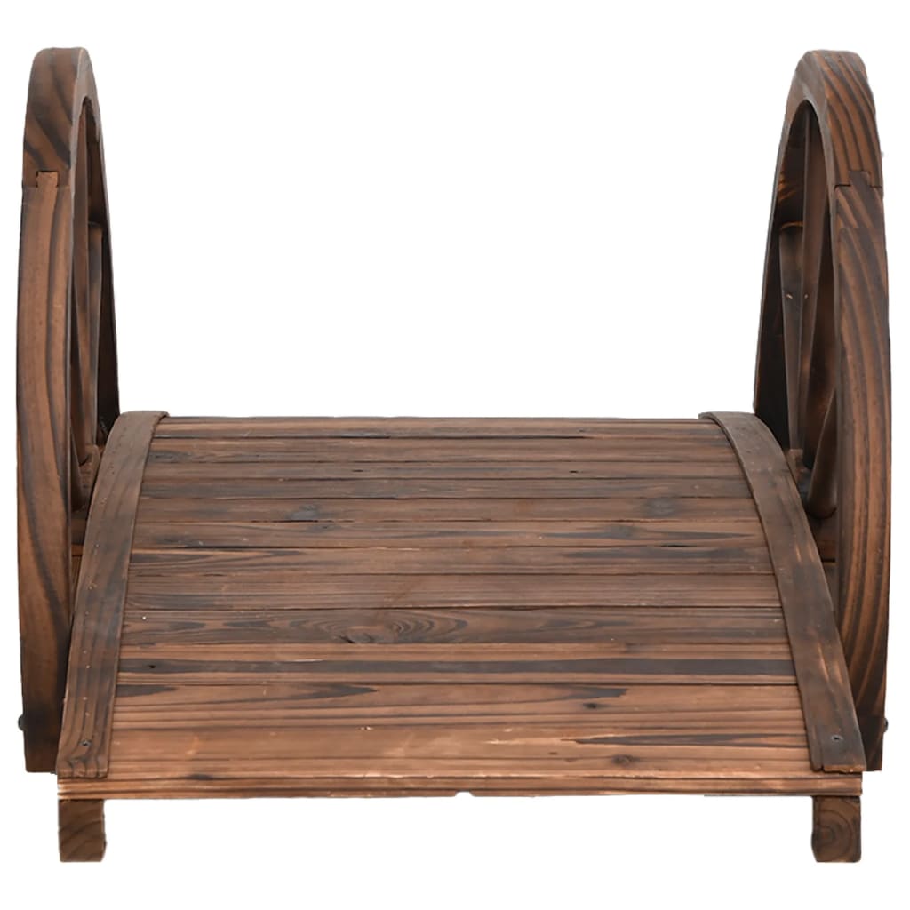 Tuinbrug Met Half Wiel 99X50X38 Cm Massief Vurenhout Oranje