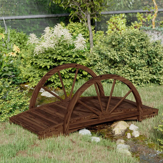Tuinbrug Met Half Wiel 99X50X38 Cm Massief Vurenhout Oranje