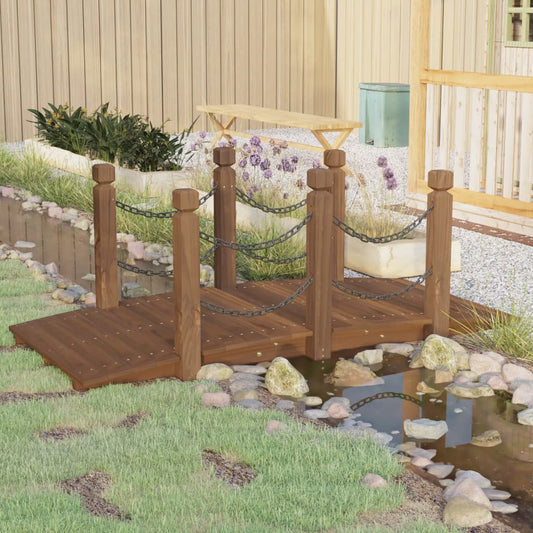 Tuinbrug Met Kettingrails 150X67X56 Cm Massief Vurenhout