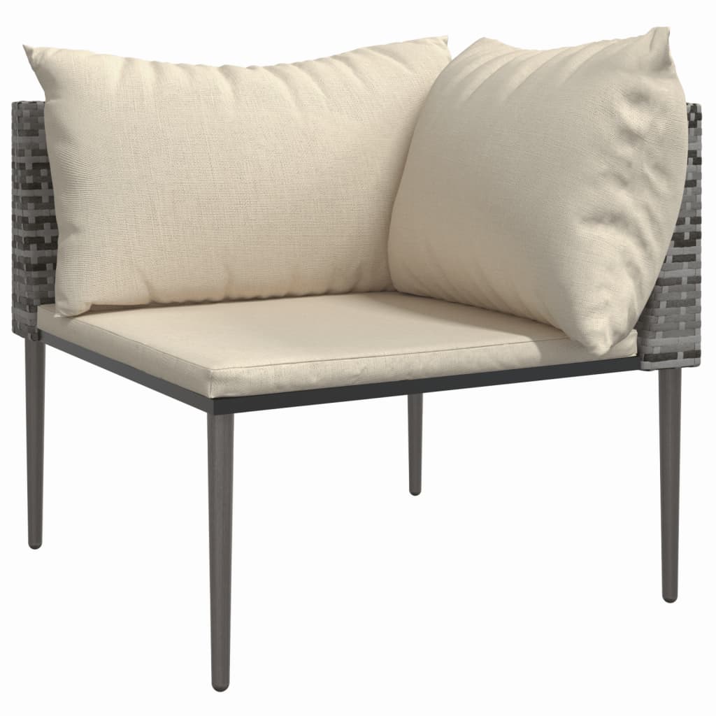 5-Delige Loungeset Met Kussens Poly Rattan Grijs