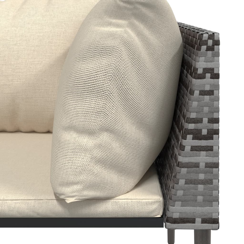 5-Delige Loungeset Met Kussens Poly Rattan Grijs