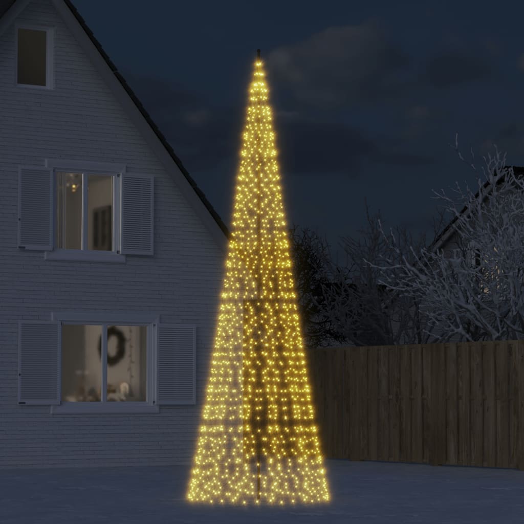 Led-Kerstboom Aan Vlaggenmast 3000 Leds Warm Wit Warmwit