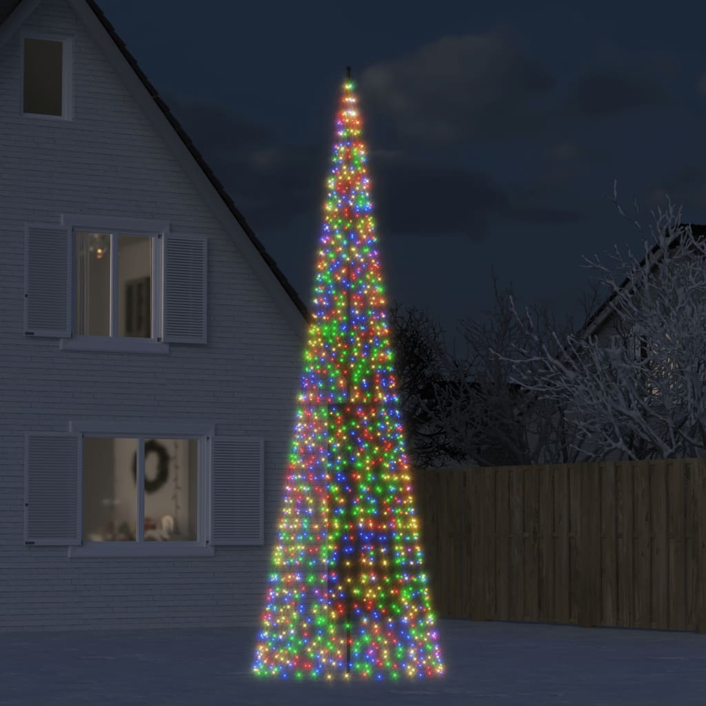 Led-Kerstboom Aan Vlaggenmast 3000 Leds Kleurrijk Multikleur
