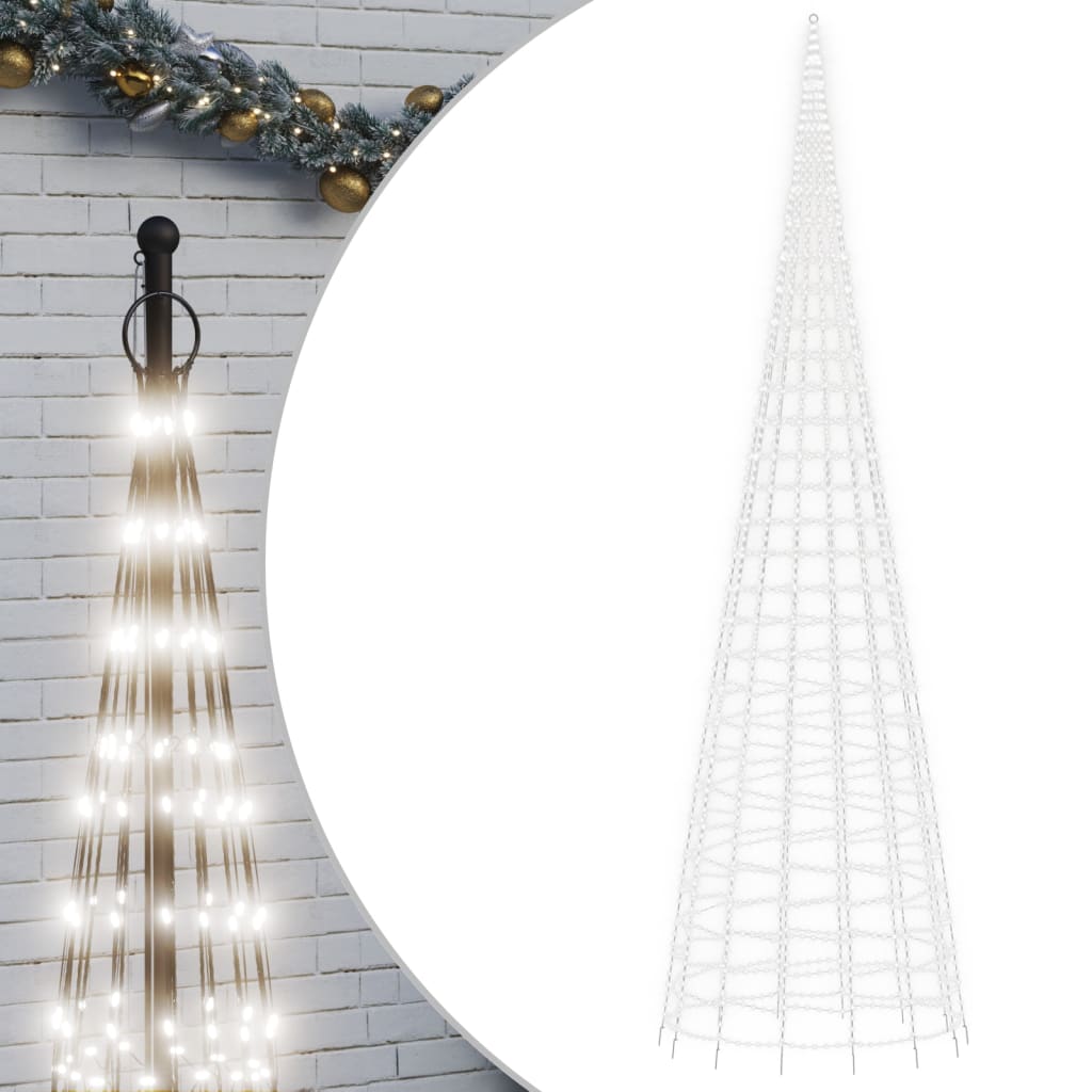 Led-Kerstboom Aan Vlaggenmast 3000 Leds Koud Wit Koudwit