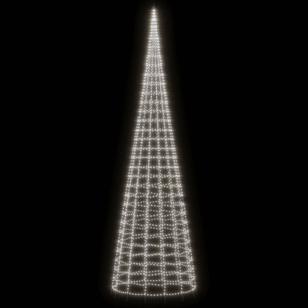 Led-Kerstboom Aan Vlaggenmast 3000 Leds Koud Wit Koudwit