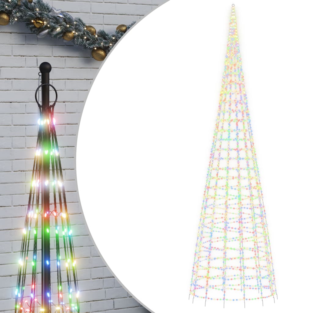 Led-Kerstboom Aan Vlaggenmast 3000 Leds Kleurrijk Multikleur