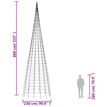Led-Kerstboom Aan Vlaggenmast 3000 Leds Kleurrijk Multikleur
