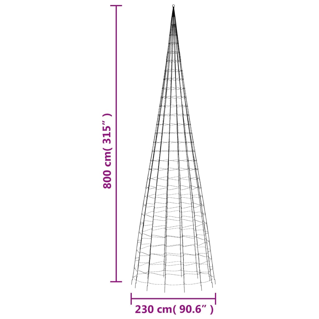 Led-Kerstboom Aan Vlaggenmast 3000 Leds Kleurrijk Multikleur