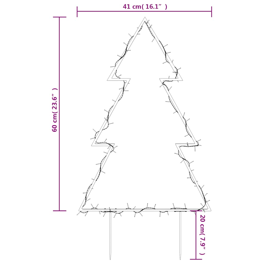 Kerstverlichting Kerstboom Met Grondpinnen 80 Led's 60 Cm Wit