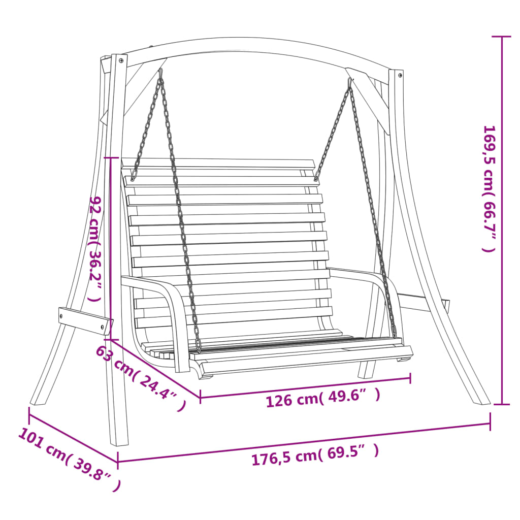 Schommelbank Vurenhout Met Teak Afwerking