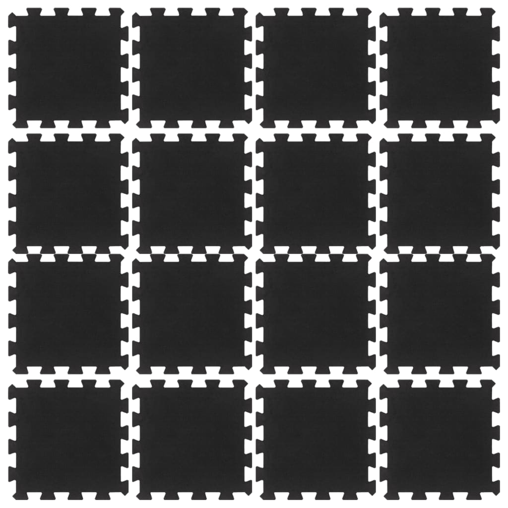 Rubbertegels 16 St 16 Mm 30X30 Cm Zwart