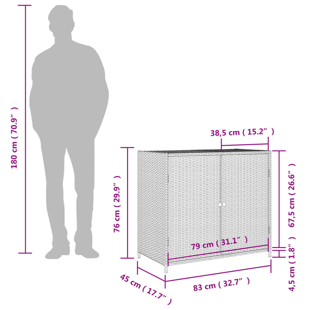 Tuinkast 83X45X76 Cm Poly Rattan