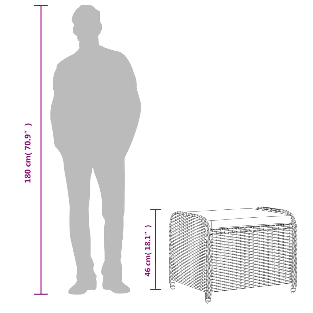 Tuinkruk Met Kussen 58X46X46 Cm Poly Rattan