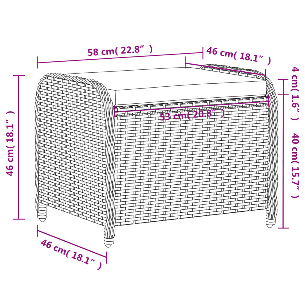 Tuinkruk Met Kussen 58X46X46 Cm Poly Rattan