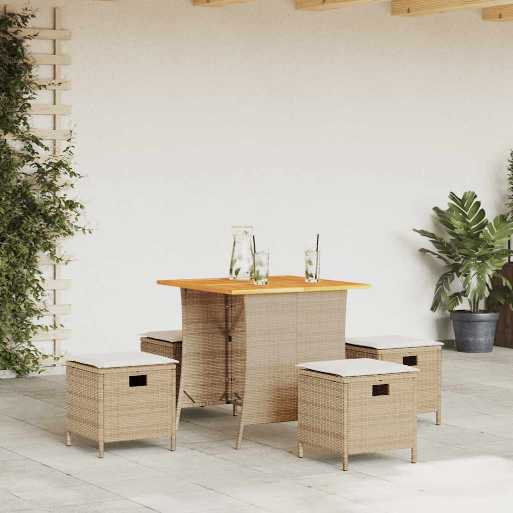 5-Delige Tuinset Met Kussens Poly Rattan