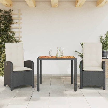 7-Delige Tuinset Met Kussens Poly Rattan Zwart En Crème