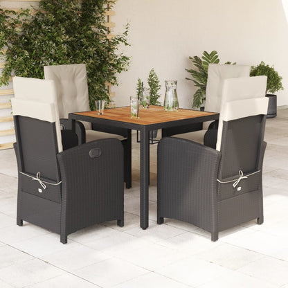 7-Delige Tuinset Met Kussens Poly Rattan Zwart En Crème