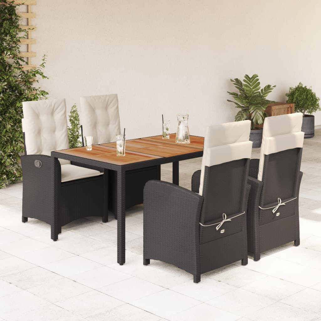 7-Delige Tuinset Met Kussens Poly Rattan Zwart En Crème