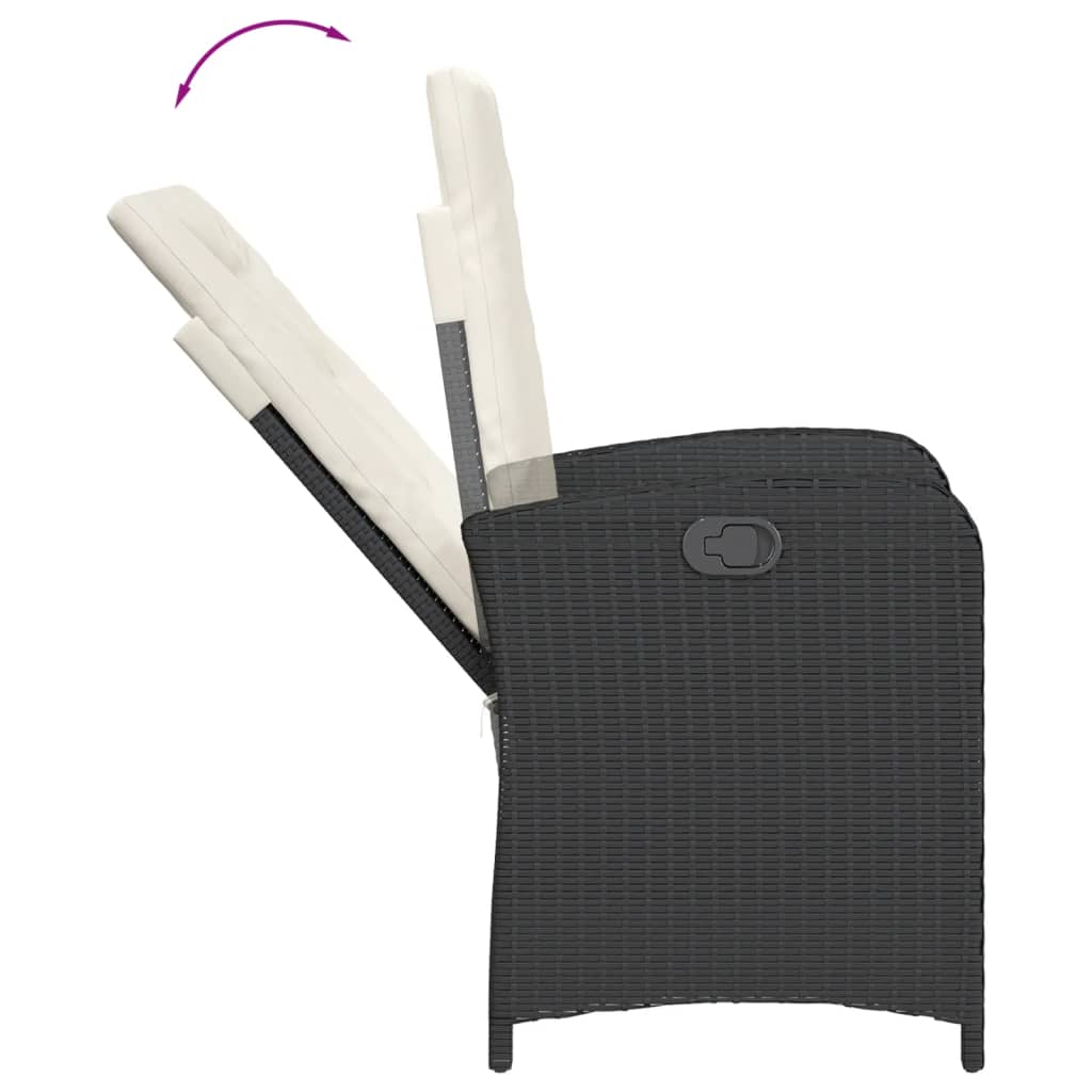 7-Delige Tuinset Met Kussens Poly Rattan Zwart En Crème