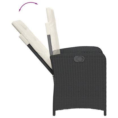 7-Delige Tuinset Met Kussens Poly Rattan Zwart En Crème