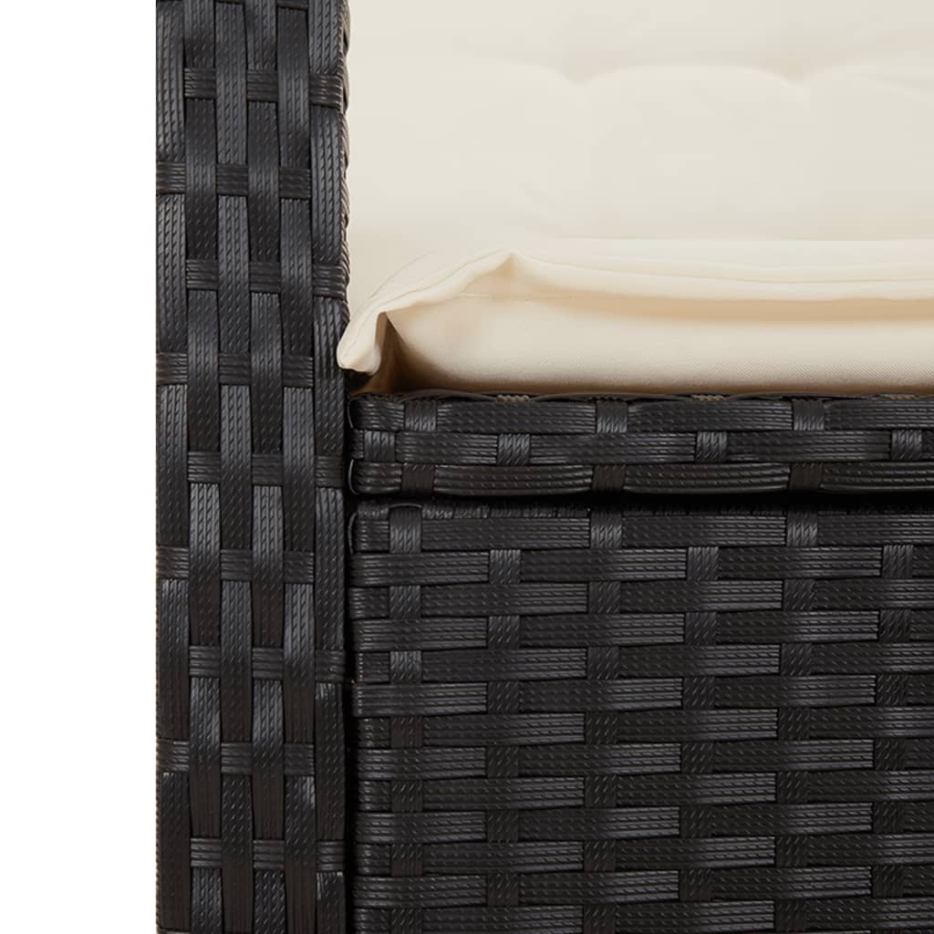7-Delige Tuinset Met Kussens Poly Rattan Zwart En Crème