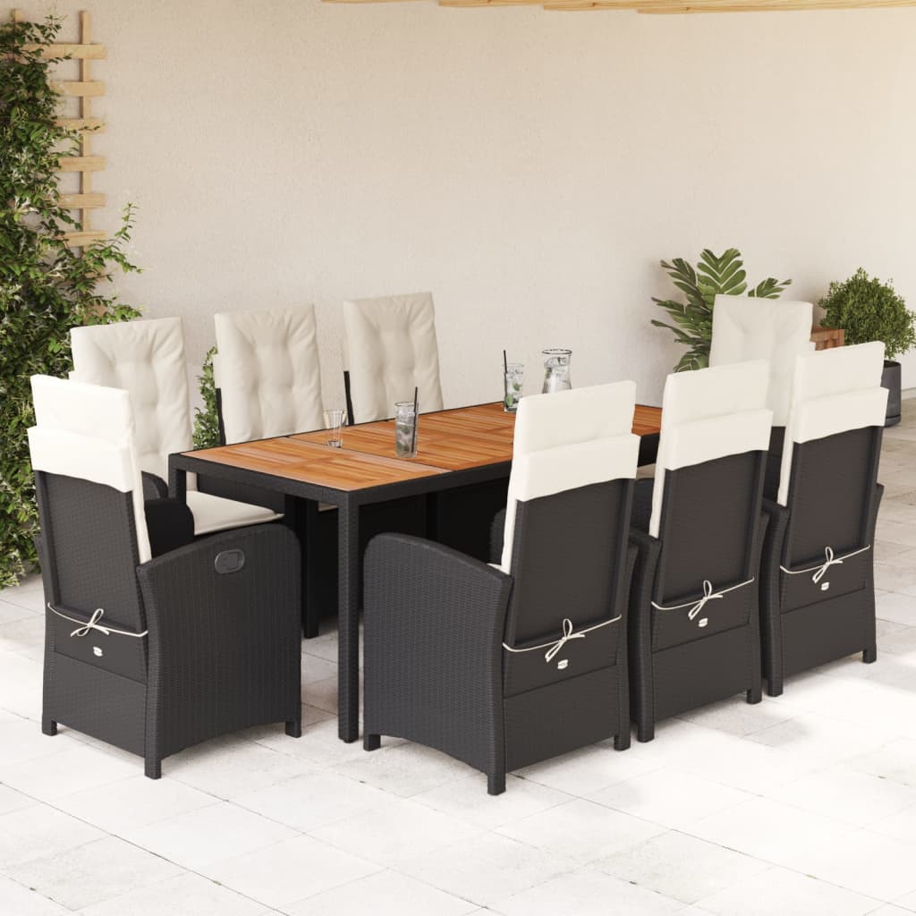 7-Delige Tuinset Met Kussens Poly Rattan Zwart En Crème