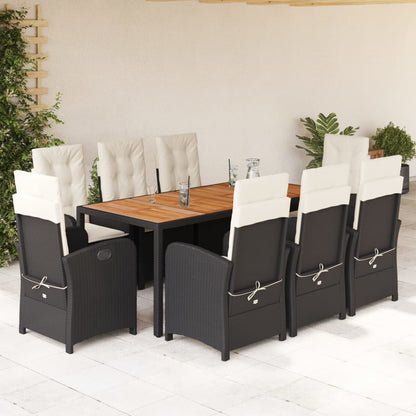 7-Delige Tuinset Met Kussens Poly Rattan Zwart En Crème