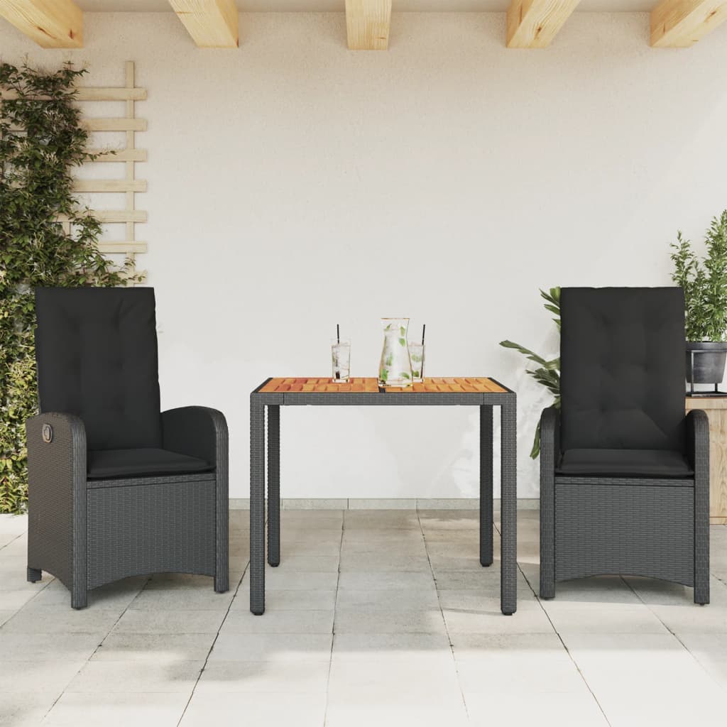 9-Delige Tuinset Poly Rattan Zwart
