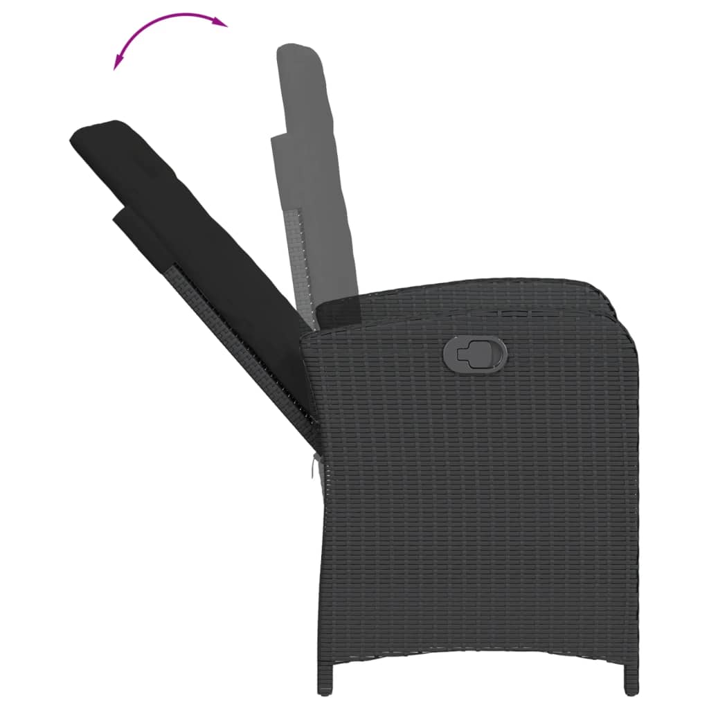 9-Delige Tuinset Poly Rattan Zwart