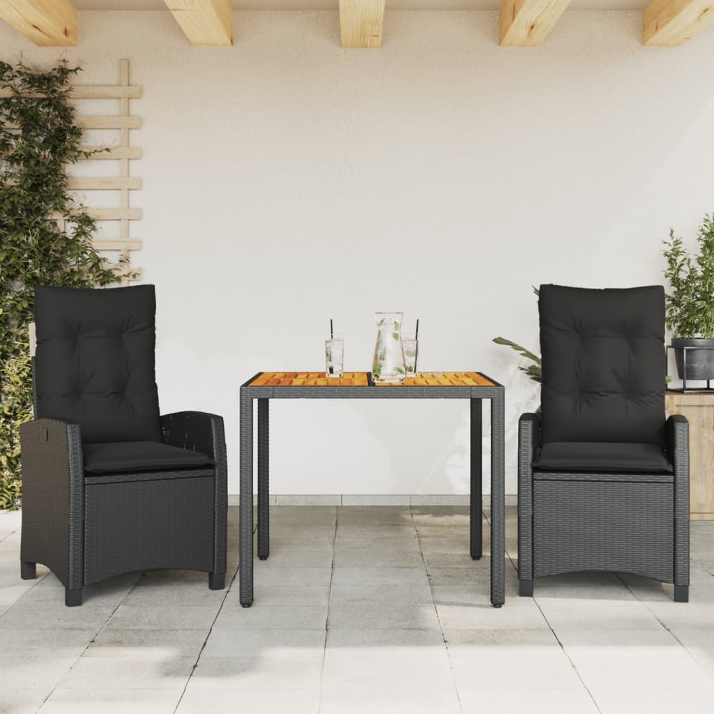 7-Delige Tuinset Met Kussens Poly Rattan Zwart