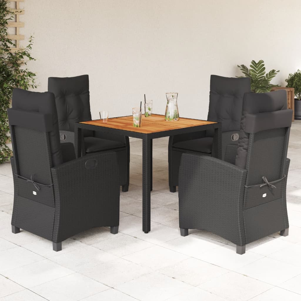 7-Delige Tuinset Met Kussens Poly Rattan Zwart