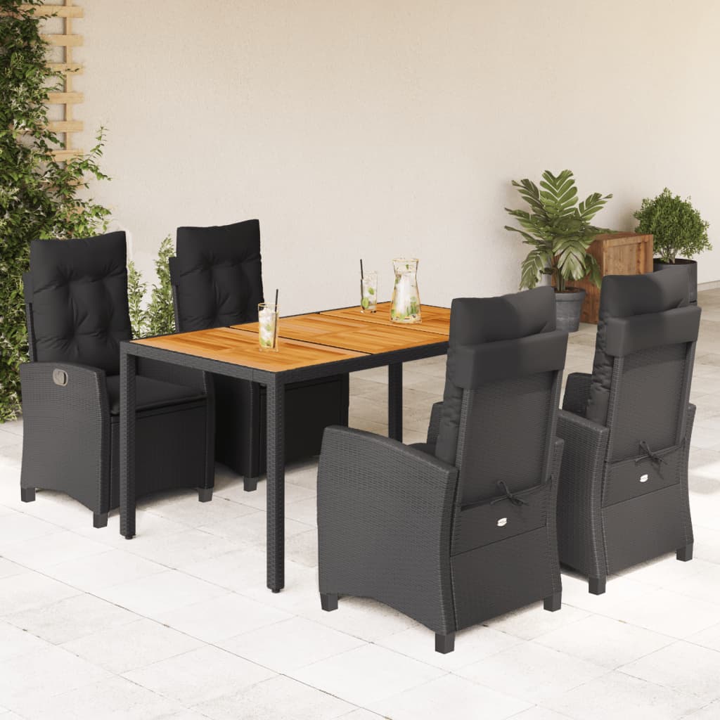 7-Delige Tuinset Met Kussens Poly Rattan Zwart