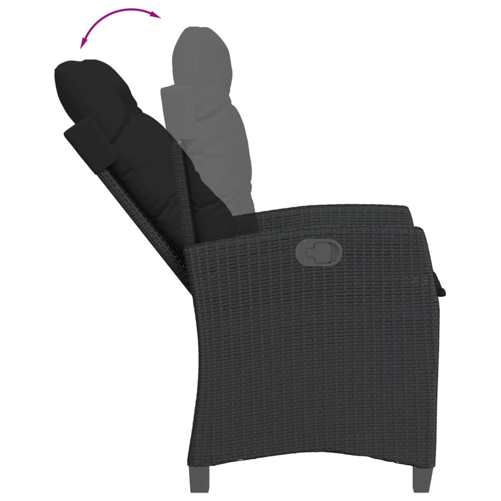 7-Delige Tuinset Met Kussens Poly Rattan Zwart
