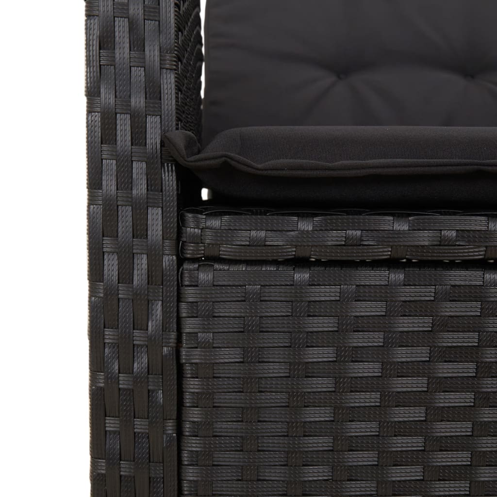 7-Delige Tuinset Met Kussens Poly Rattan Zwart