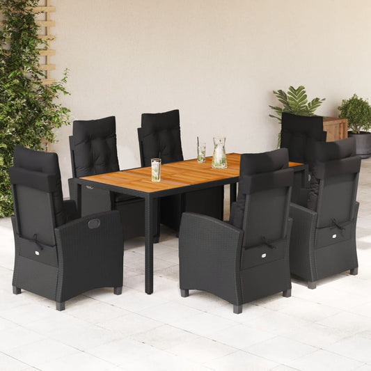 7-Delige Tuinset Met Kussens Poly Rattan Zwart