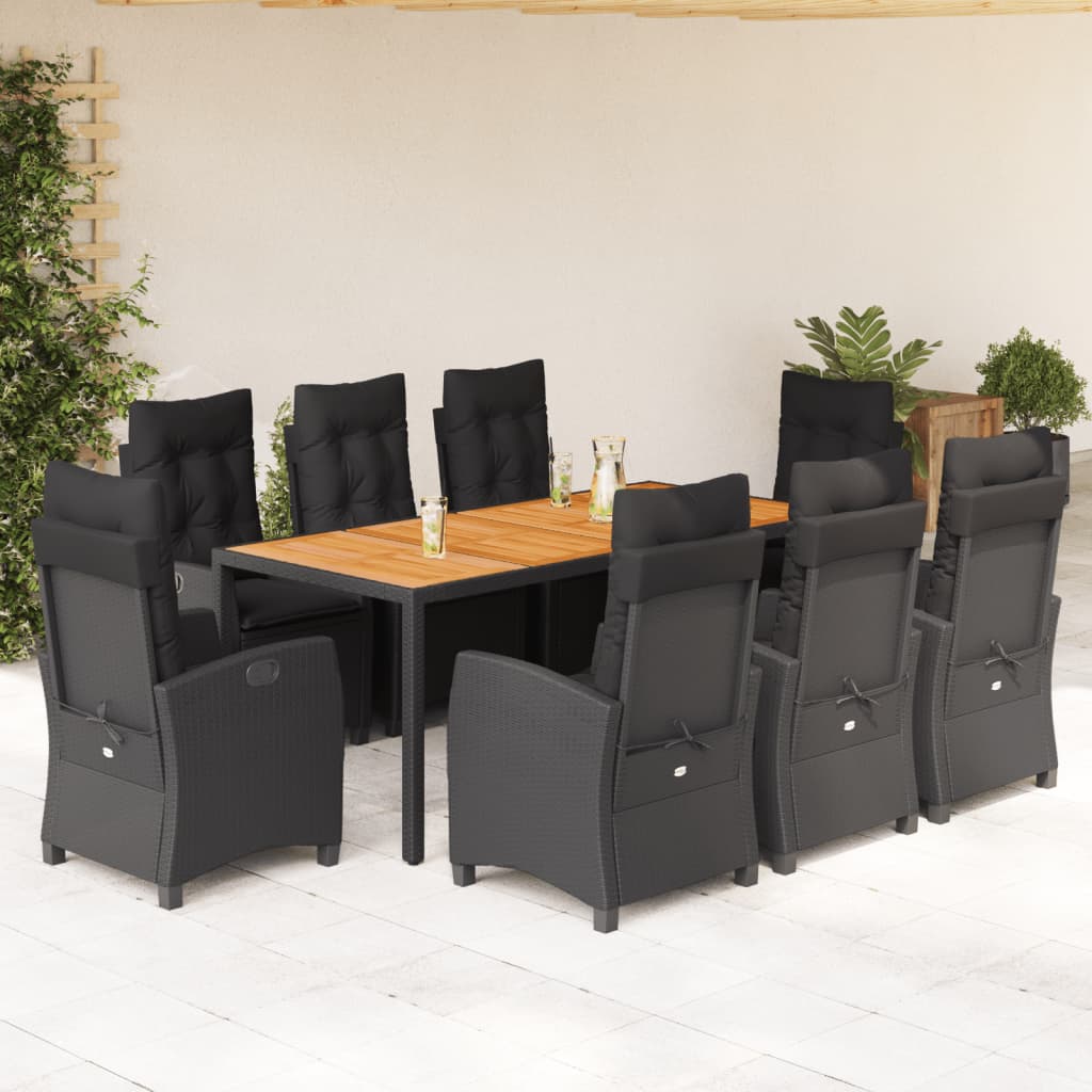 7-Delige Tuinset Met Kussens Poly Rattan Zwart