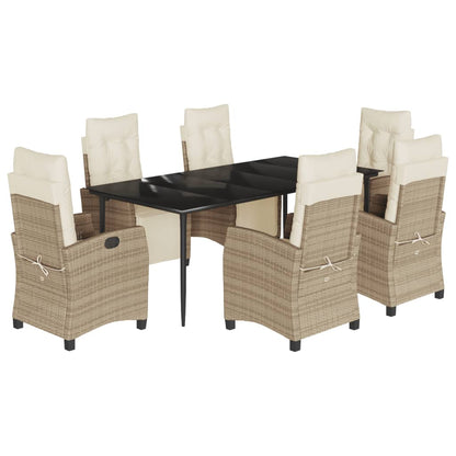 7-Delige Tuinset Met Kussens Poly Rattan Beige