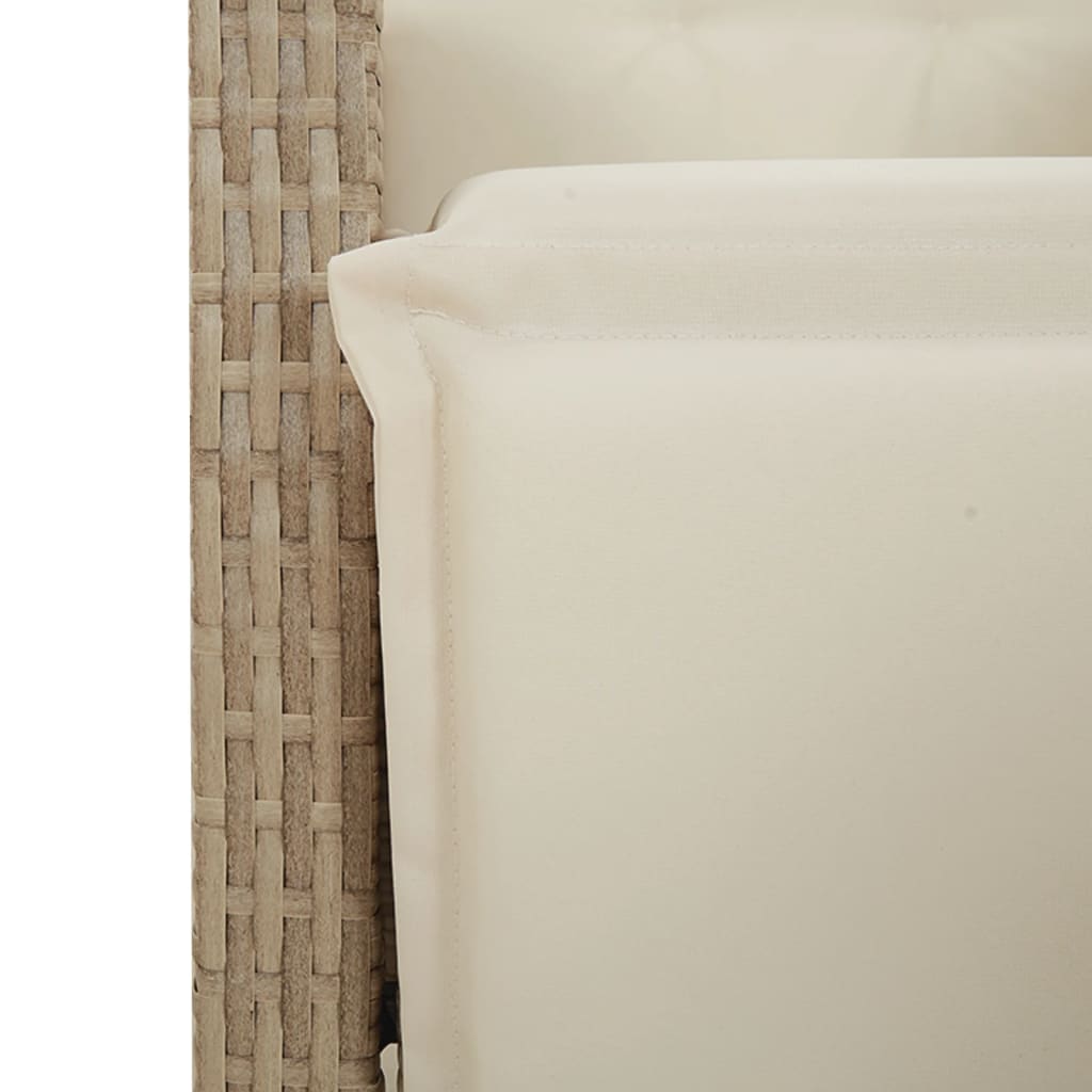 7-Delige Tuinset Met Kussens Poly Rattan Beige