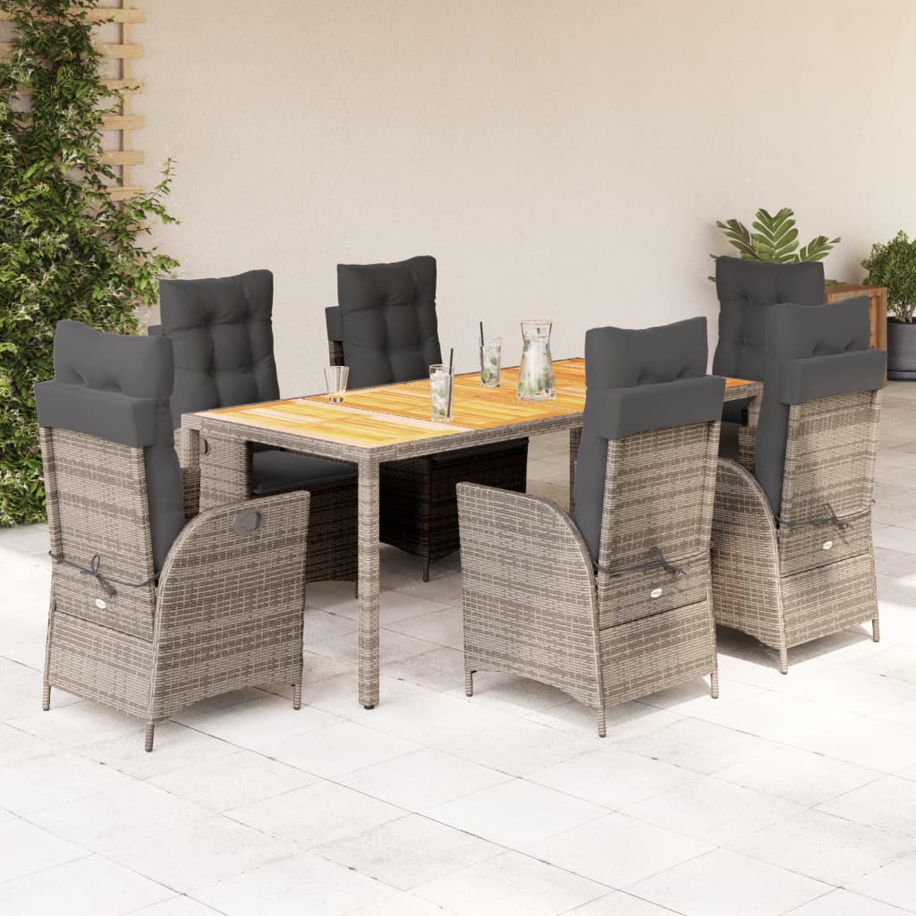 7-Delige Tuinset Met Kussens Poly Rattan
