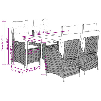 5-Delige Tuinset Met Kussens Poly Rattan Grijs