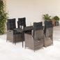 5-Delige Tuinset Met Kussens Poly Rattan Grijs