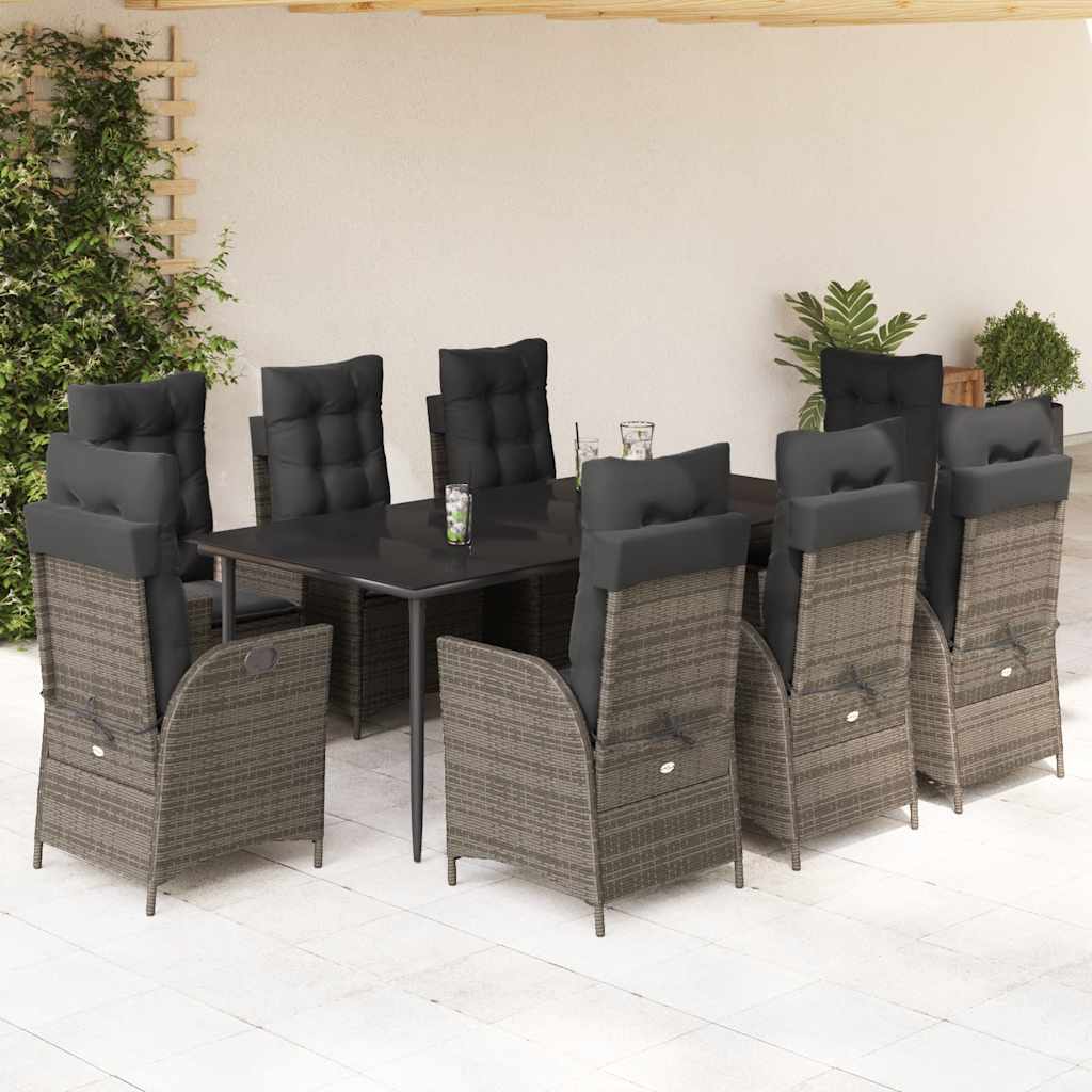 5-Delige Tuinset Met Kussens Poly Rattan Grijs