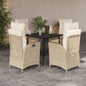 5-Delige Tuinset Met Kussens Poly Rattan Beige