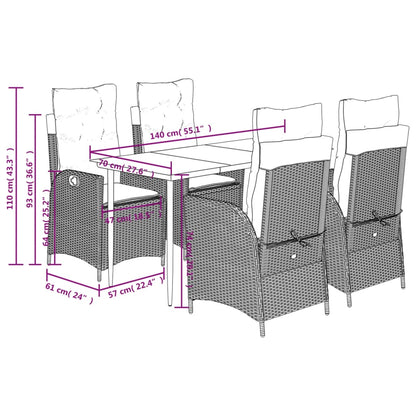 5-Delige Tuinset Met Kussens Poly Rattan Beige