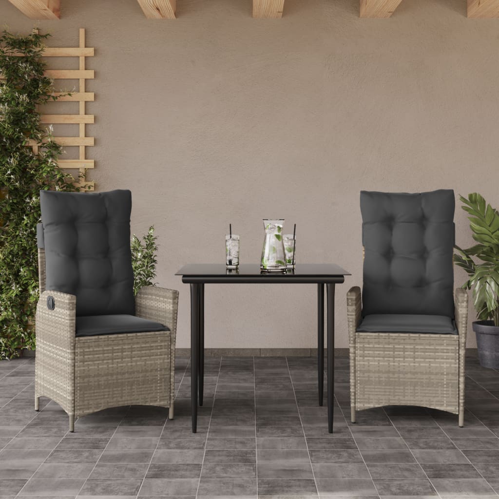 5-Delige Tuinset Met Kussens Poly Rattan Lichtgrijs