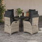 5-Delige Tuinset Met Kussens Poly Rattan Lichtgrijs