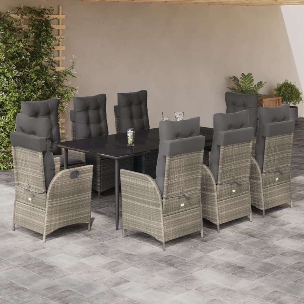 5-Delige Tuinset Met Kussens Poly Rattan Lichtgrijs