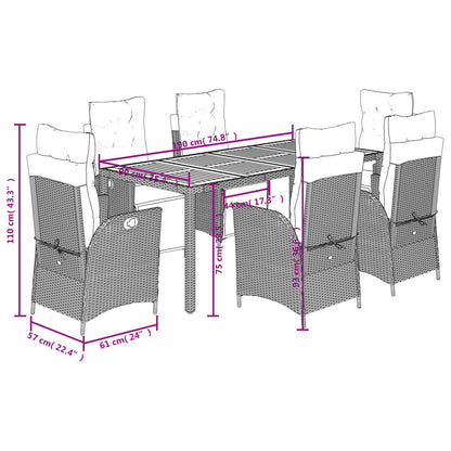 7-Delige Tuinset Met Kussens Poly Rattan